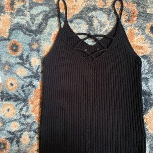 american eagle black cropped knit tank